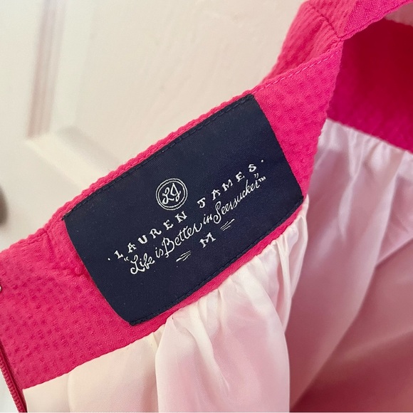 Lauren James Solid Seersucker Garrison Dress in Raspberry - Picture 4 of 4